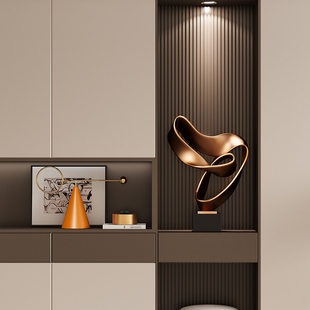 现代轻奢高级感入户屏风玄关柜摆件客厅样板房酒店抽象艺术装饰品