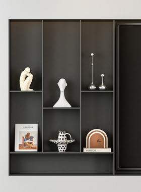 现代简约电视柜开放格摆件样板房书房沙发背景柜小众艺术软装饰品