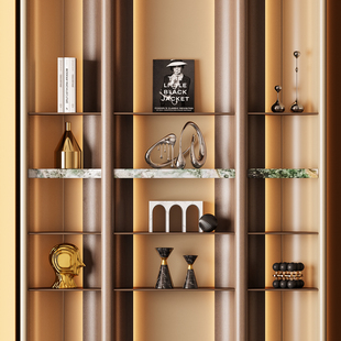 现代轻奢别墅客厅酒柜背景开放格摆件酒店样板房壁龛高档软装饰品