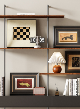 中古风高级感客厅开放格摆件样板房玄关吊柜壁龛小众艺术软装饰品