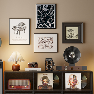 高级感复古音乐主题装饰品摆件客厅售楼样板间玄关柜小众艺术摆设