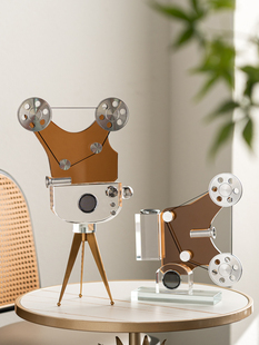 轻奢覆古怀旧电影放映机水晶摆件客厅样板间酒店会所民宿软装饰品