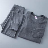 棉毛衫 中老年低领基础秋冬保暖内衣套装 中厚 纯棉秋衣秋裤 男士