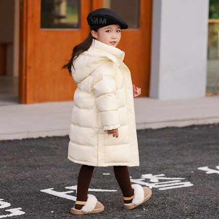 儿童羽绒服中长款男童女童三防加厚洋气中小童过膝宝宝外套2024冬