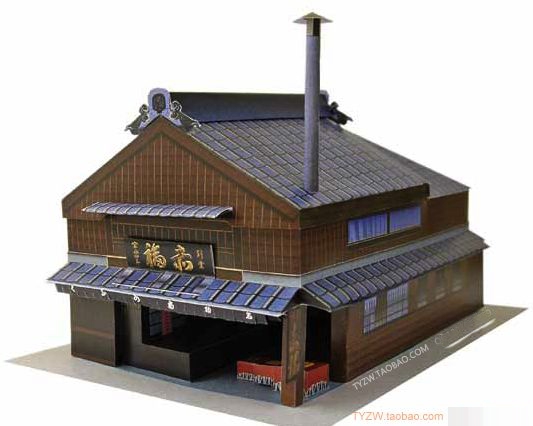 传统小店铺红福建筑小屋3d纸模型益智手工课玩具天一纸艺