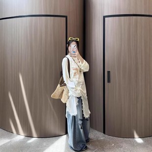 南油AVV不規則T恤裙2025秋新款 連衣裙女 印花蕾絲拼接下擺屁簾長袖