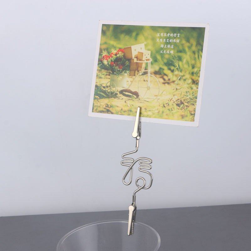 专利新品金属双头福字鳄鱼夹照片夹便条夹创意装饰办公桌面收纳夹