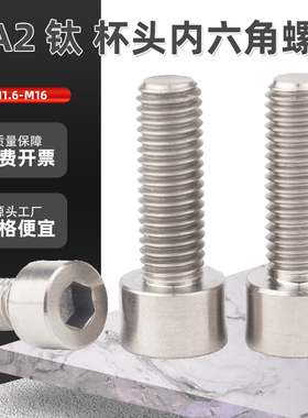 TA2钛螺丝圆柱头内六角螺丝钛合金杯头内六角螺丝M3M4M5M8M10M16