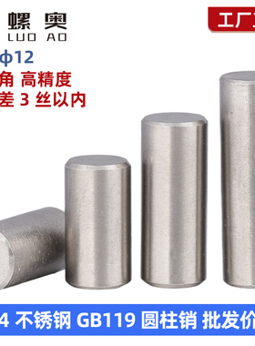 304不锈钢圆柱销GB119销子高精度实心销定位销钉M1M1.5M2M3M4M12