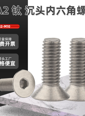 TA2钛螺丝纯钛沉头内六角螺丝钛合金平头内六角螺钉M2M3M4M5M6M10
