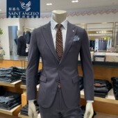 新款 西服春季 时尚 正装 报喜鸟男士 海军蓝条纹戗驳领双开叉正品 套装