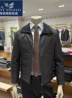 报喜鸟男皮衣舒适版冬季保暖商务休闲皮毛一体羊皮正品 专柜11800