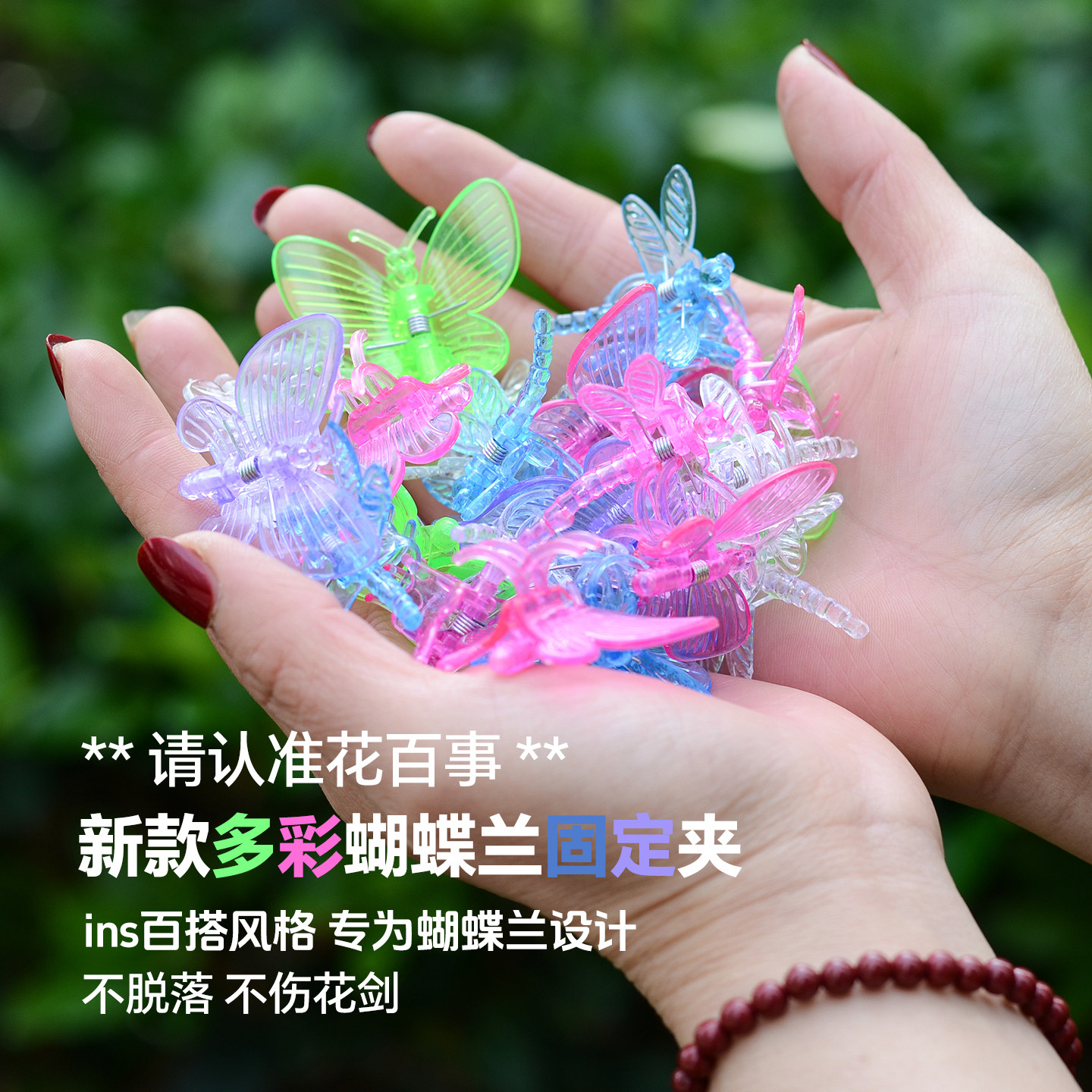 蝴蝶兰夹子大号专用透明固定支撑杆小夹子绿色蜻蜓紫白色装饰夹子