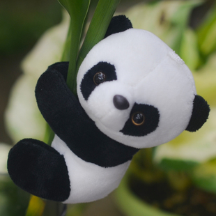 植物挂件装饰富贵竹水培小挂件熊猫爬竹子绿植点缀盆栽玩偶造景件