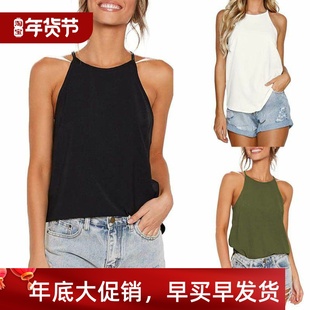 suspender Solid neck round vest纯色性感圆领吊带背心女士 sexy