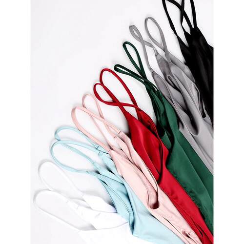 Spaghetti Strap Top Women Halter V Neck Basic White Cami Sle