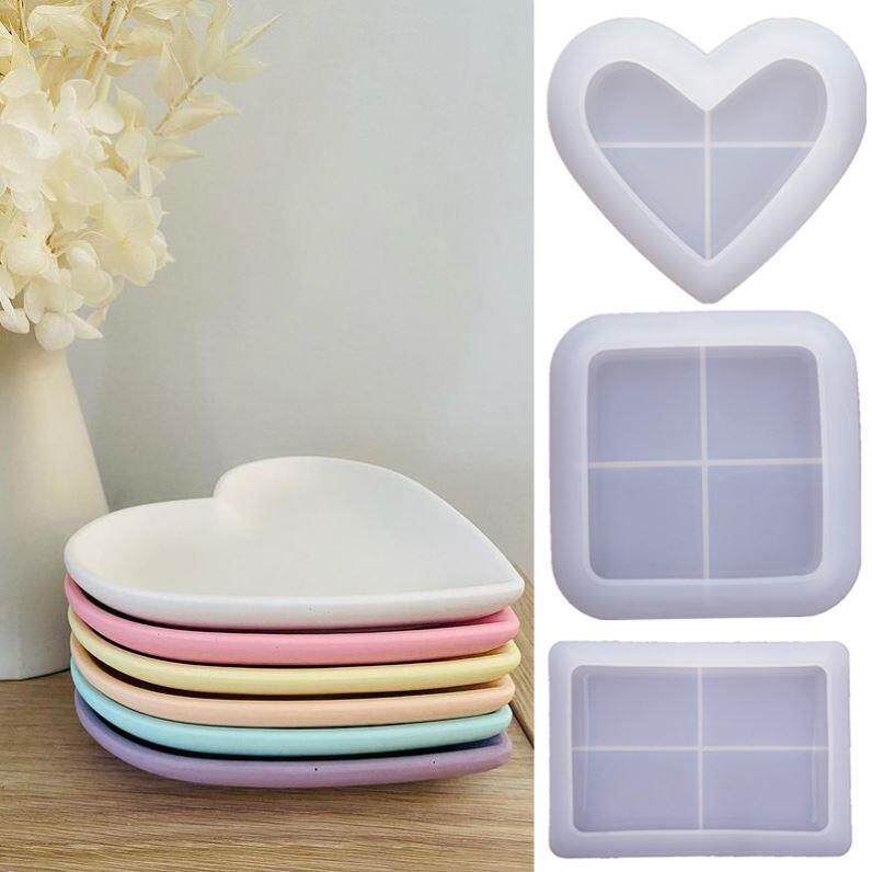 Heart Shape Tray Silicone Molds DIY Concrete Cement Plaster