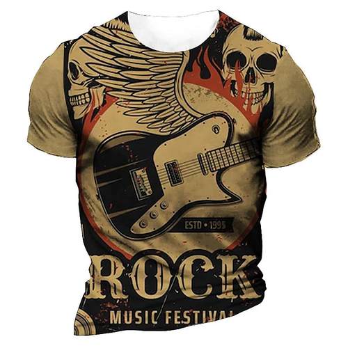 Simple 3D printing loose half sleeve top简约3D印花宽松上衣男