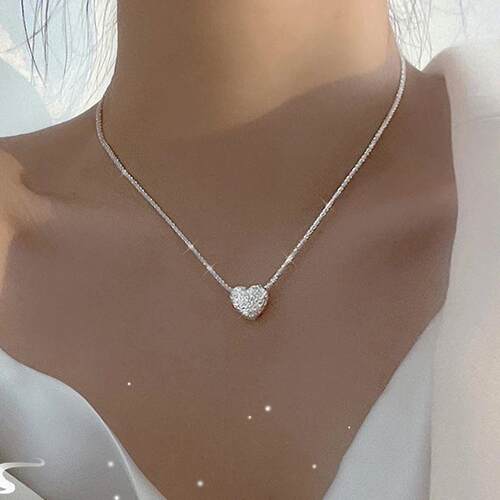 New 925 Sterling Silver Girls Hammer pattern Love Necklace S