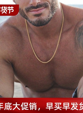 3mm Men's Stainless Steel Thick Golden Link Chain Necklace