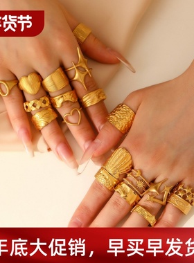 Niche design sense open index finger wide face ring