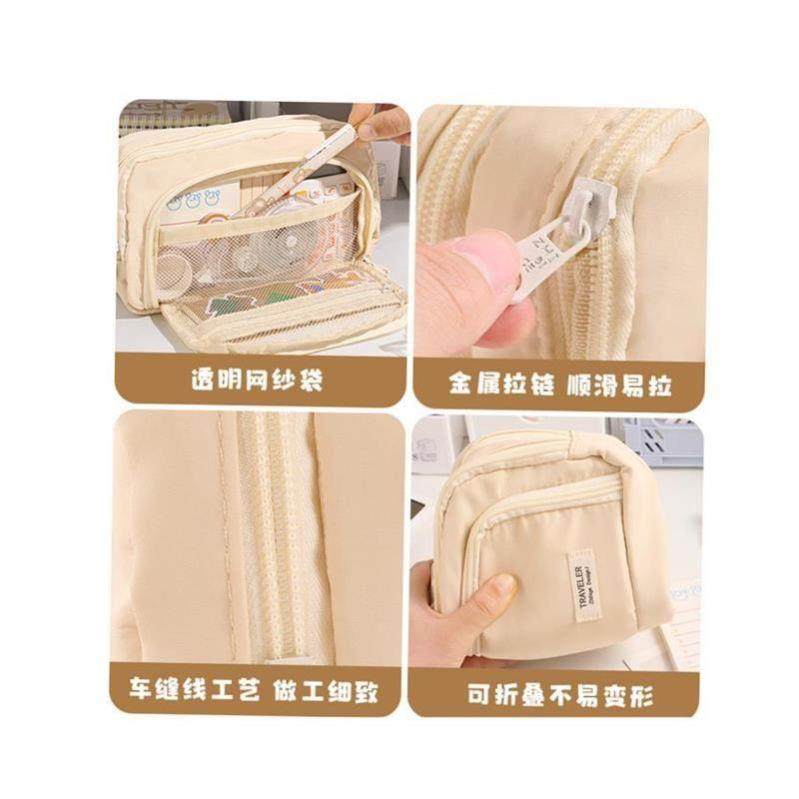 Large Capacity Pencil Case Kawaii Canvas Pencilcase School