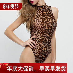 leopard print jumpsuit Crew 豹纹连体裤 sleeveless 无袖 女 neck