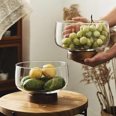 Glass high foot fruit plate, salad bowl, tea table ornaments