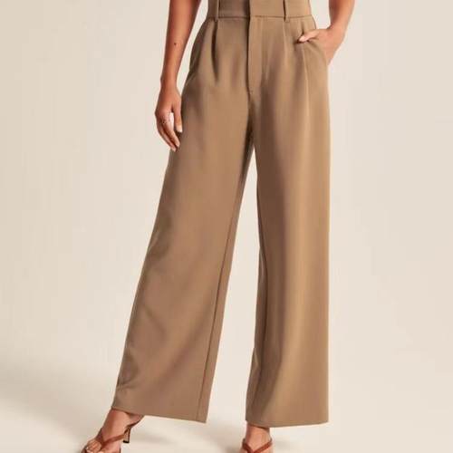 Waist belt wide leg casual suit pants for women西装裤女New