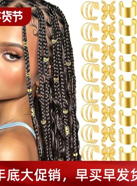 40PCS Hair Jewelry for Braids Gold Hair Cuffs Multi Style
