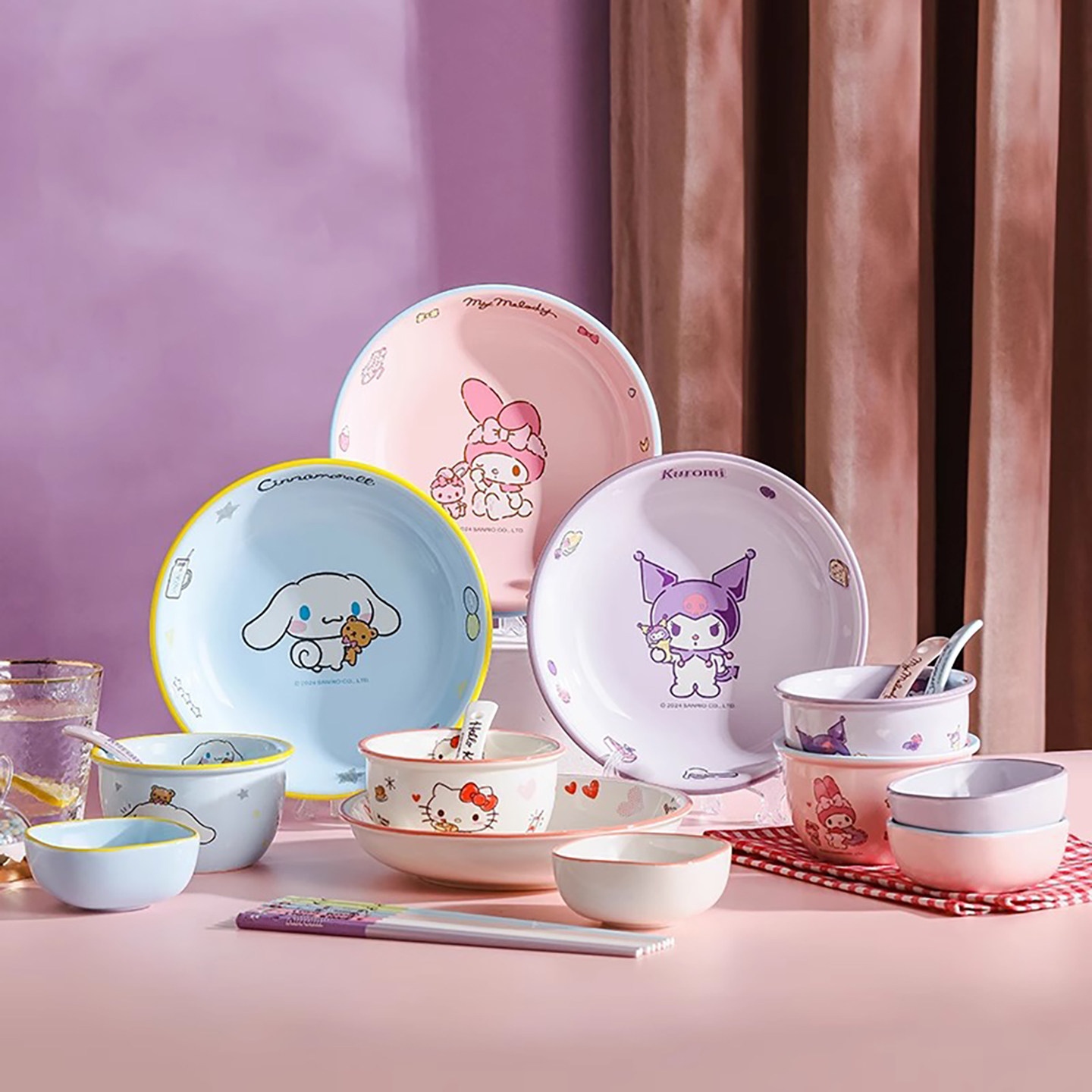 HelloKitty陶瓷米饭碗可爱家用2025年新款儿童碗盘餐具套装一人用