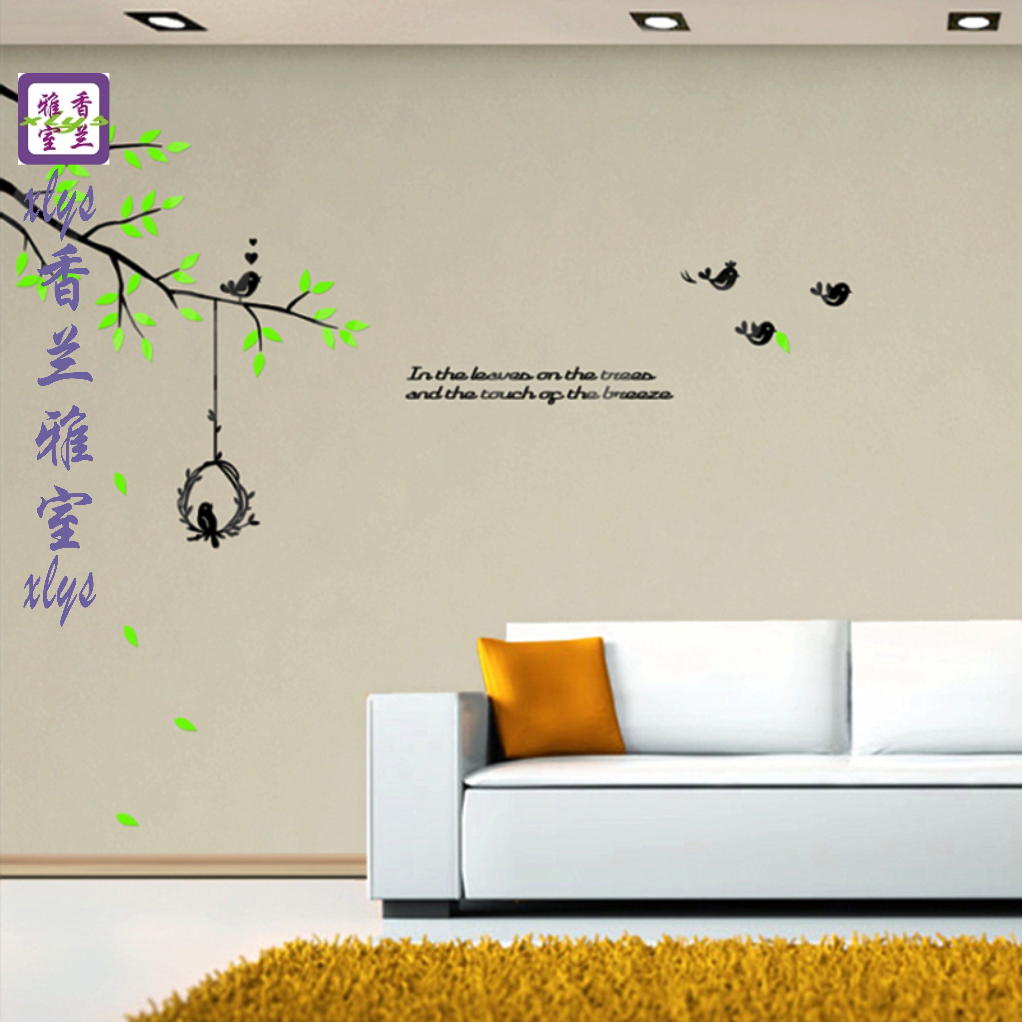 立體水晶亞克力小鳥樹枝墻貼紙玄關客廳電視沙發背景裝飾品貼畫