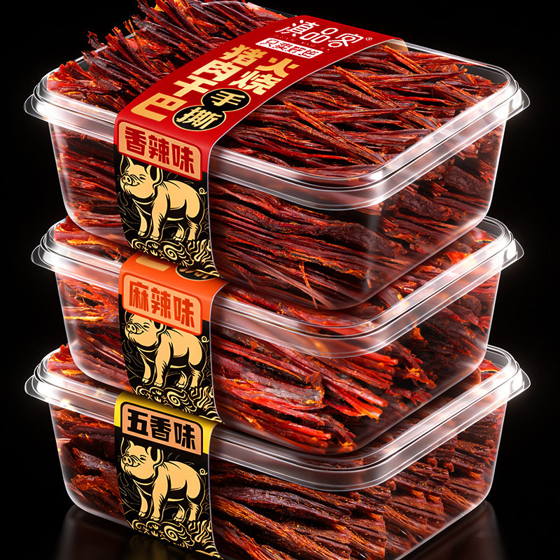 滇品客云南特产火烧猪肉干巴香辣五香风干手撕猪肉条解馋肉类零食