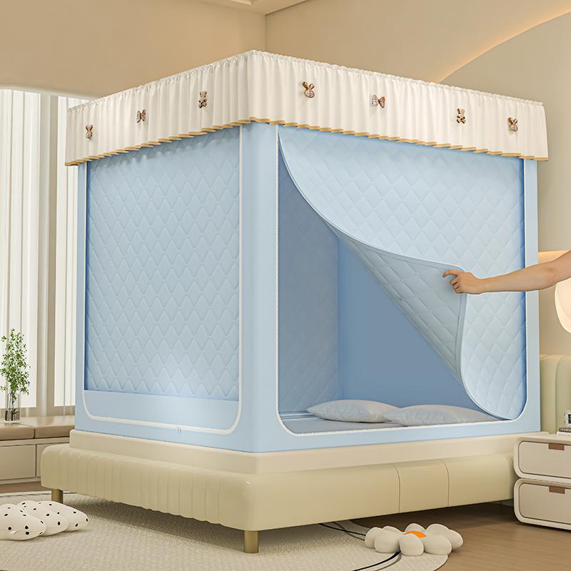 夹棉加厚保暖铁架回底三开门防蚊