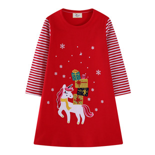 可爱童装 连衣裙圣诞图案长袖 儿童针织连衣裙 女童长袖 25年圣诞款