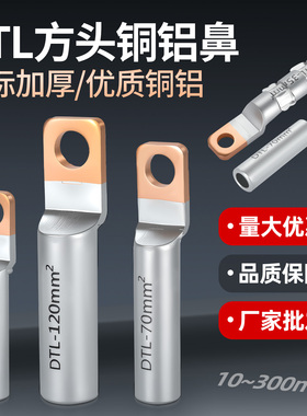 DTLF方头铜铝线鼻子过渡连接头10/50平方光伏空开断路器接线端子