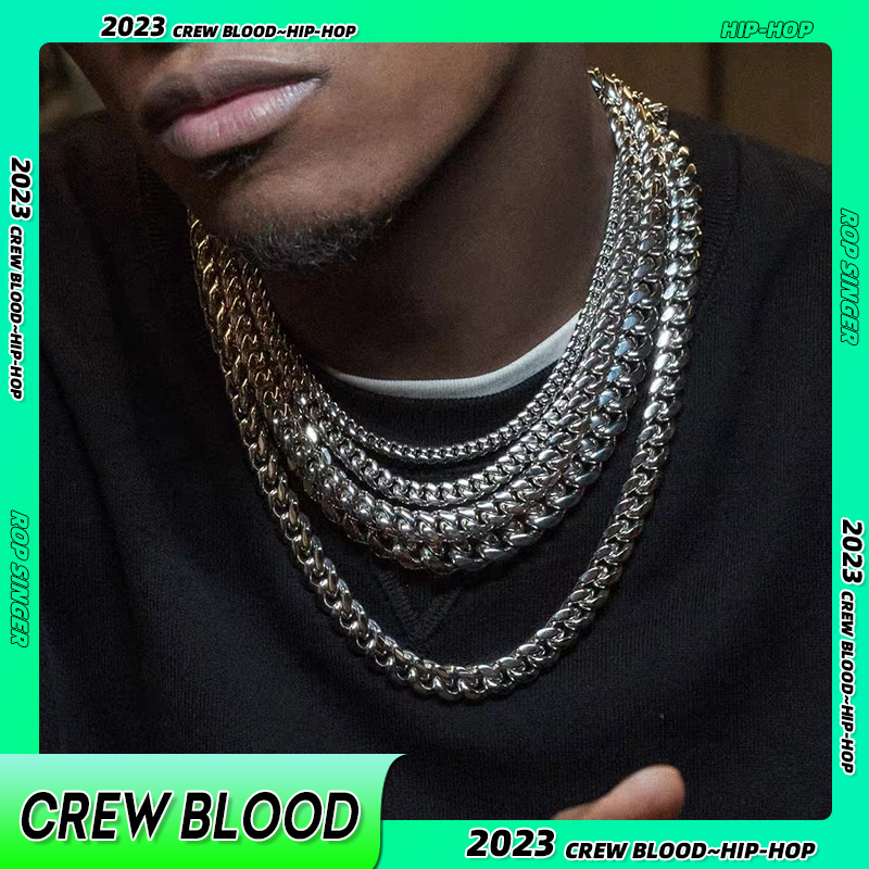 欧美嘻哈粗链古巴链cuban钛钢