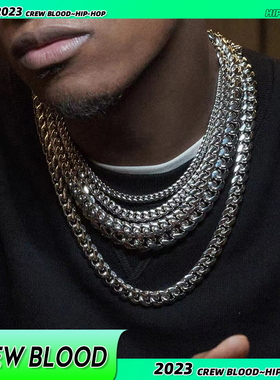 欧美cuban古巴项链男嘻哈不褪色钛钢素链锁骨链百搭送男友礼物