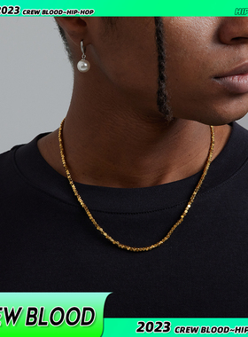 CREW欧美不规则碎银子项链钛钢男女金色精抛闪烁小众美式hiphop