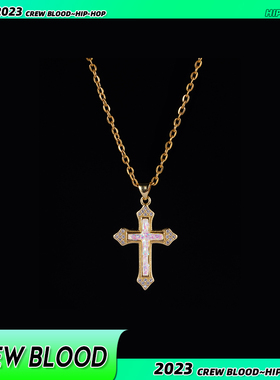 CREW欧美满钻澳宝十字架项链男小众hiphop时尚街头配饰礼物