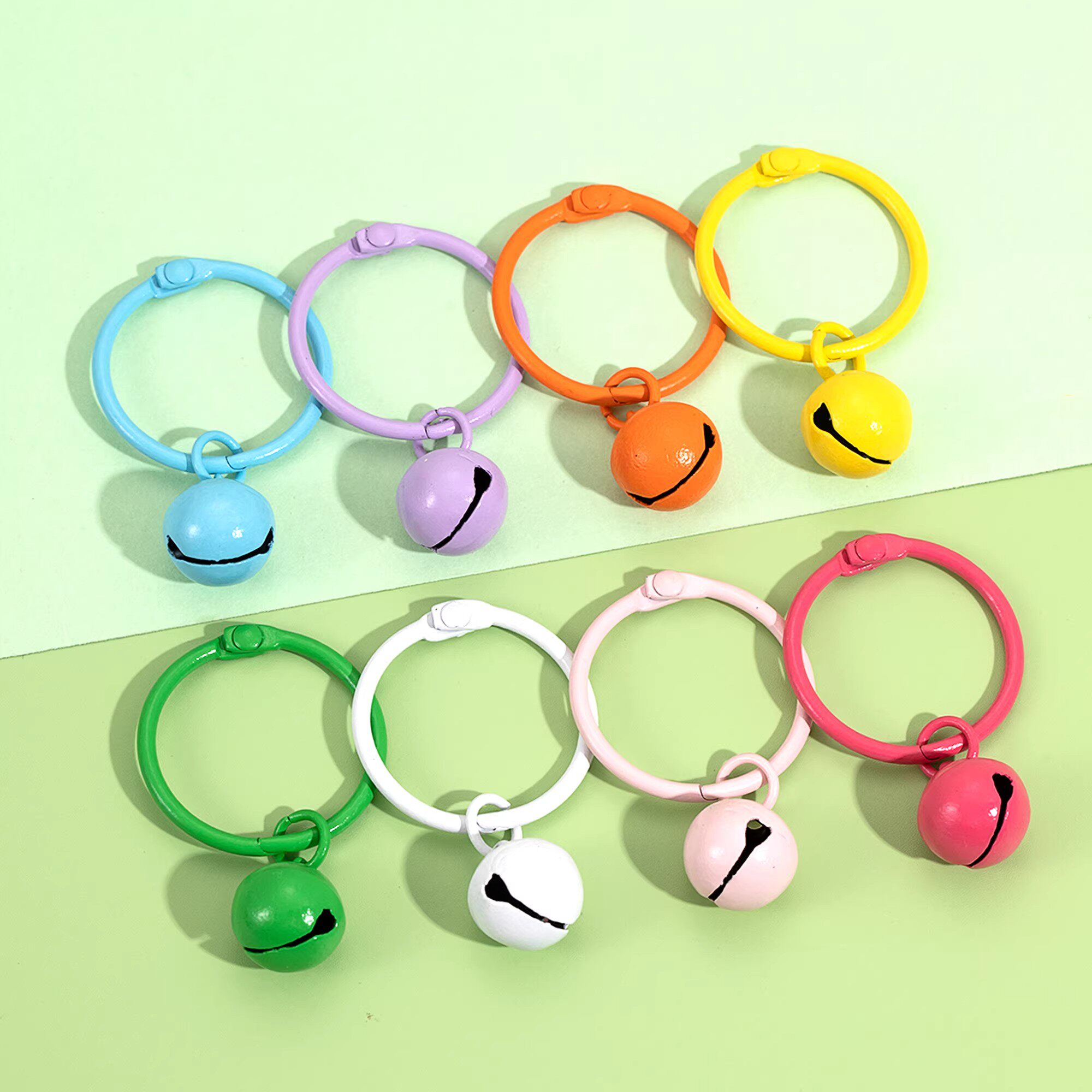 彩色书圈铃铛钥匙扣创意DIY手工挂扣包包钥匙圈装饰配件可爱风