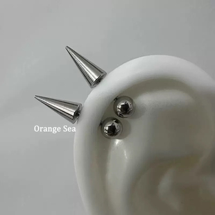 Orange Sea钛钢小恶魔角耳骨钉甜酷朋克嘻哈圆球尖锥螺丝耳钉耳环