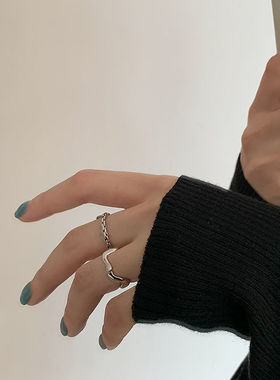 小众设计波浪ins潮风复古戒指