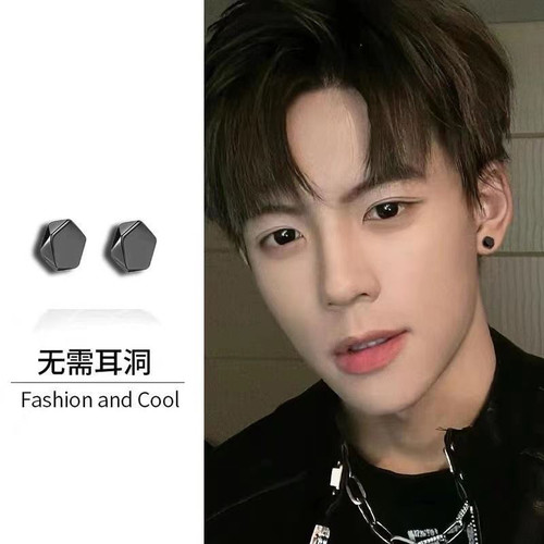 无耳洞耳夹磁吸式不易掉耳钉男几何小众男士耳环无孔无洞嘻哈耳饰