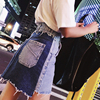 TKSTYLE customized 2019S/S Spring new pattern skirt letter Color matching cowboy skirt