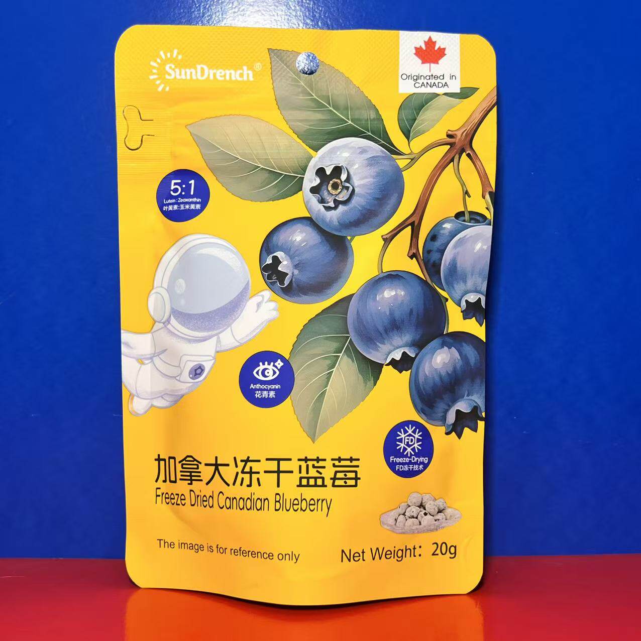 加拿大进口SunDrench冻干蓝莓20克高端休闲零食水果干临期特价