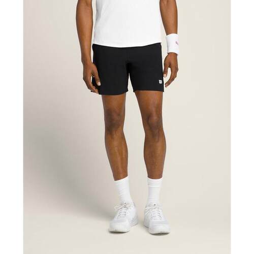 代购Wilson男士网球短裤透气排汗灵活伸展轻盈舒适快速移动黑色