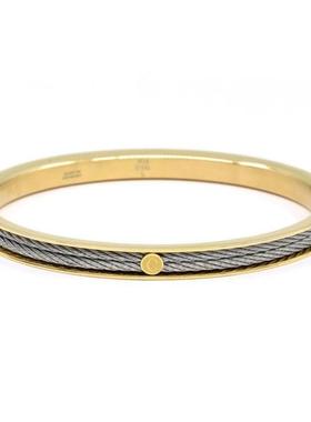 Charriol夏利豪女金色拼银色钢索手链手镯礼物时尚简约百搭