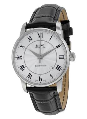 Mido Stainless Steel瑞士手表男款2023新款黑色皮带舒适百搭经典