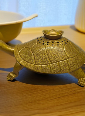 黄铜乌龟摆件开盖金钱元宝龟熏香炉盘香家居客厅烟灰缸桌面装饰o